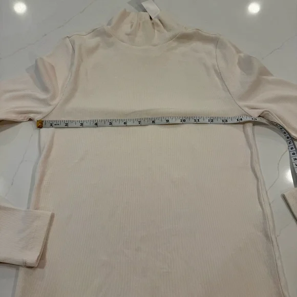 NWT LOFT Ribbed Mock Neck Sweater Top in Cream - Picture 4 of 6